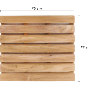 משטח עץ מרובע 76 ס״מ עם 7 שלבים למקלחת עץ טיק מלא
