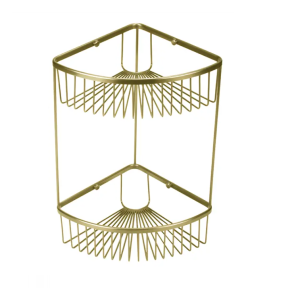 מדף רשת למקלחת פינתית כפולה מעוגלת זהב מט K610-MG