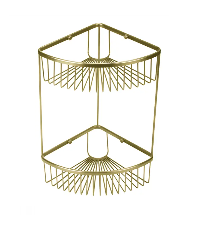 מדף רשת למקלחת פינתית כפולה מעוגלת זהב מט K610-MG